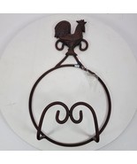 Vintage Farmhouse Rooster Wrought Iron Wall Towel Plate Holder 13x8x3 Inch - $31.79