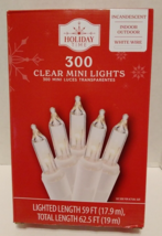 Holiday Time 300 Clear Mini Christmas Lights 59&#39; White Wire Lighted - £23.97 GBP