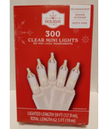 Holiday Time 300 Clear Mini Christmas Lights 59&#39; White Wire Lighted - £23.46 GBP