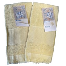 Charles Craft Crosstitch Hand Towels 14 Ct Pale Yellow (2) Vintage - £9.31 GBP