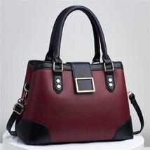  Women&#39;s Big Bag Fashion PU Leather Lychee Pattern Contrast Color Single Shoulde - £33.06 GBP