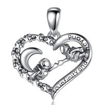 925 Sterling Silver Astronaut Star Moon Design Necklac To Infinity And Yeyond Pe - £28.79 GBP