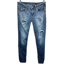 American Eagle Skinny Jeans Blue Size 4 Distressed Super Stretch 90s Denim - £18.96 GBP