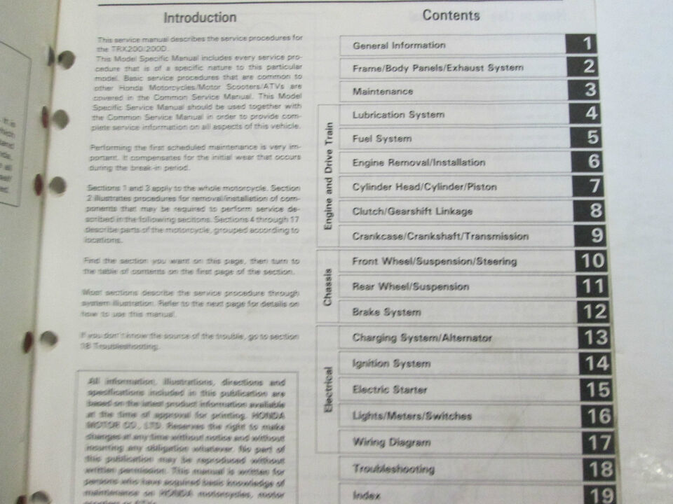 1990 1991 1992 1993 1994 Honda TRX200 TRX200D Service Shop Repair Manual OEM-... Item image 2