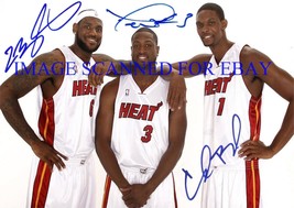 Lebron James Chris Bosh &amp; Dwyane Wade Signed Autograph 8x10 Rp Photo Miami Heat - £14.15 GBP