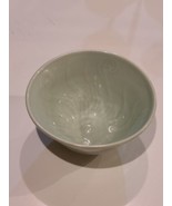 Mint colored pottery bowl 6 x 6 1/4 wide 4&quot; tall - £66.68 GBP