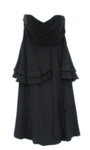 Nanette Lepore Black Strapless Dress Silk Crepe Gathered Ruffle Tiers Si... - $26.60