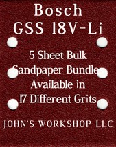 Bosch GSS 18V-Li - 1/4 Sheet - 17 Grits - No-Slip - 5 Sandpaper Bulk Bundles - $4.99