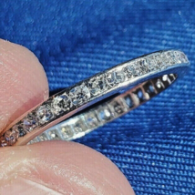 Earth mined Diamond Deco Wedding Band Antique Platinum Eternity Anniversary Ring - $3,249.98 CAD