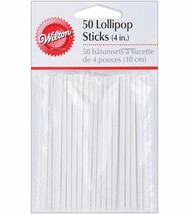 Wilton Lollipop Sticks 50 ct 4&quot; Halloween Candy Melts Mold Stick - £5.21 GBP