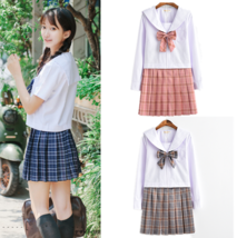 Japanese JK High School Sailor Uniform Plaid Check Skirt Dress Cosplay C... - £24.37 GBP
