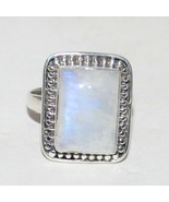 925 Sterling Silver Rainbow Moonstone Ring Handmade Birthstone Jewelry - £31.57 GBP