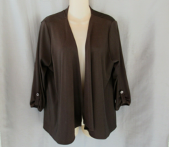 Chico&#39;s  Easywear sweater cardigan jacket swing Size 2 Medium brown tab sleeves - £13.04 GBP