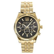 Michael Kors MK8286 Lexington Mens’ Gold Stainless Steel Chrono Watch + Gift Bag - £117.41 GBP