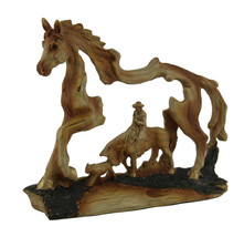 Zeckos The Wrangler Cowboy In Horse Faux Carved Wood Openwork Statue - £23.36 GBP