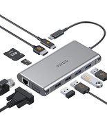 Yiyoo Docking Station 10 in 1 USB C Hub Dock 4K HDMI Port Adapter for PC... - $355.65 MXN