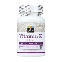 365 Whole Foods Supplements, Vitamin K 100 mcg, 100 Vegan Tablets - £17.98 GBP