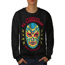 Wellcoda El Luchador Wrestler Mens Sweatshirt, Mexican Casual Pullover Jumper - £23.98 GBP+