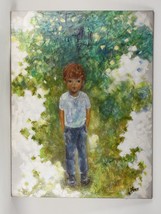 Lynne Heffner: Boy Hands in Pocket Oil Painting Signed - £934.85 GBP