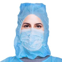 100 Blue Polypropylene Disposabl Hooded Caps 18 gsm One size Hair &amp; Beard Covers - £22.17 GBP