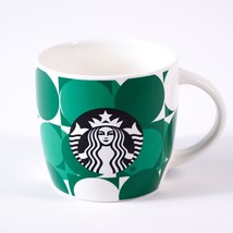 Starbucks Siren Polka Dot Green &amp; White Logo 14Oz Ceramic Coffee Mug Tea Cup - $11.30