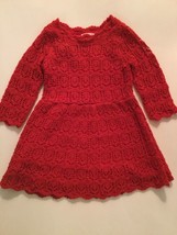 Mothers Day Size 2T Cat &amp; Jack dress sweater crochet long sleeve red - £12.01 GBP
