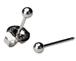 Ear Piercing Earring 4 mm Long Post Round Silver Ball Studs&quot;Studex System 75&quot; Hy - £7.12 GBP