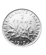 1 silver Semeuse franc 1917 - $16.39 CAD