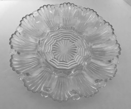 Anchor Hocking Clear Glass Deviled Egg Relish Plate Shell Design Dozen - $21.66