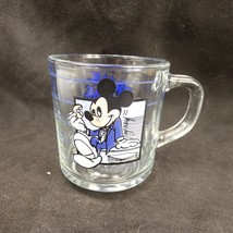 Vintage Mickey Mouse Break Time Glass Coffee Mug  FFJZ0 - £5.60 GBP