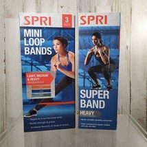 NIB Spri Resistance Band Lot Mini Loop Light Medium Heavy Super Band Heavy - £6.83 GBP