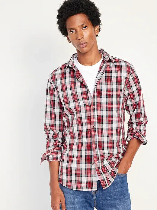 Primary image for Old Navy Slim Fit Built In Flex Everyday Shirt Mens XXL Tall Red Plaid NEW