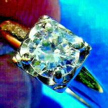 Earth mined Diamond European cut Deco Engagement Ring Vintage Solitaire 14k Gold - $3,605.25