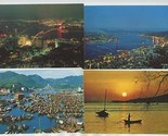 4 Hong Kong Postcards Victoria Harbor Aberdeen Sun Set by K P Yuen  - $9.90
