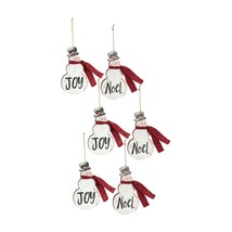 Joy and Noel Snowman Ornament (Set of 6) 7.25&quot;H MDF - £35.99 GBP