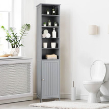 Bathroom Storage Cabinet Shelves Adjustable 72-In Freestanding Tall Floor Gray - £102.30 GBP