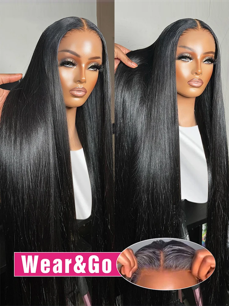Glueless Preplucked Human Hair Wigs Ready To Wear And Go 4x6/5x5 Straight La - £56.71 GBP+
