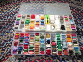 4 Cases Dmc Cross STITCH/EMBROIDERY Cotton Floss, Needles, Bobbins - By Number - $75.00