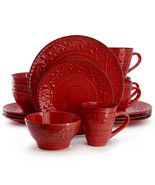 Elama Malibu Ocean Bloom 16-Piece Dinnerware Set in Red - €103,87 EUR
