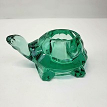 Indiana Glass Green Turtle Candle Holder Figurine Tea Light Votive Vintage  - £9.50 GBP