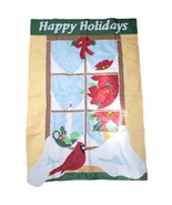 Embroidered Happy Holidays Flag Double Side 29.5&quot;x43.5&quot; Winter Window Sn... - £12.19 GBP