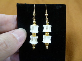 s819-6) Shark fish Modern Vertebrae gold tone dangle Earrings pair JEWEL... - $17.75