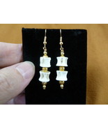 s819-6) Shark fish Modern Vertebrae gold tone dangle Earrings pair JEWEL... - $24.91 CAD