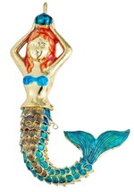 Articulated Mermaid Turquoise Ornament Cloisonne Enamel Deep Sea Ocean G... - $33.65