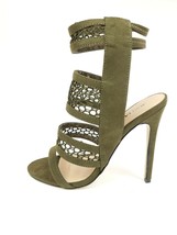 Justfab Lonne Olive Mesh Faux Suede Dress Sandals Size US 8 - $39.95
