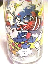 Clumsy Smurf Cartoon Glass Tumbler Vintage 1983 Promo - £6.60 GBP