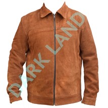 Brown Suede Leather Jacket Mens Slim Fit Fashion Leather Jacket Motorcyc... - $199.00