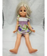 Vintage 1970s Ideal Grow Hair Blonde With Colorful Dress Doll 16&quot; - $19.79