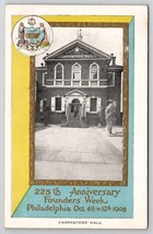 Philadelphia PA 225th Anniversary Founders Week 1908 Carpenter Hall Postcard V30 - £10.31 GBP