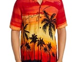 Hugo Boss Ellino Mens Straight-Fit Sunset-Print Shirt Sunset Orange-Large - $69.99